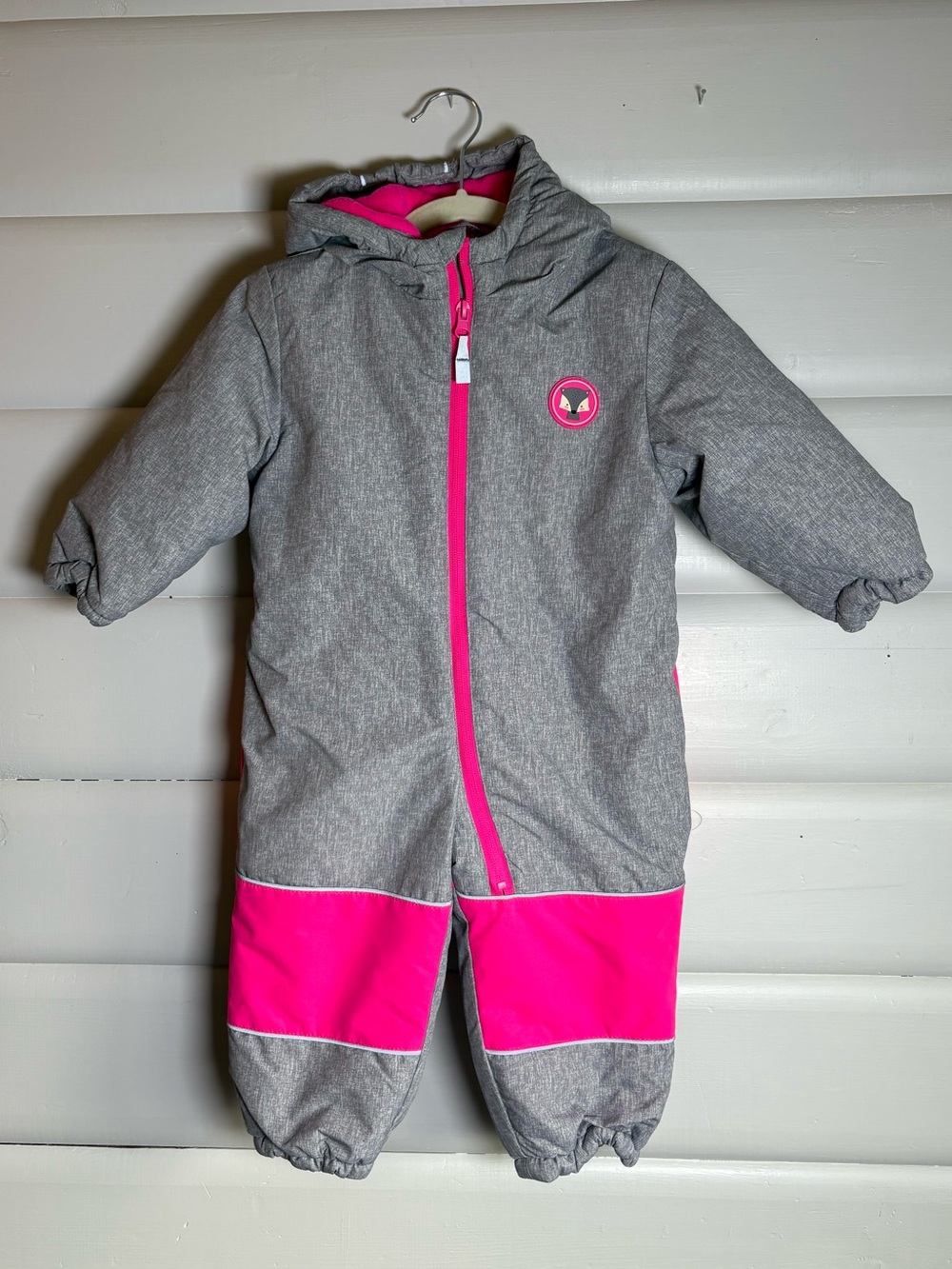 George Baby Grey Hot Pink Fleece Lined Snowsuit 12-18M